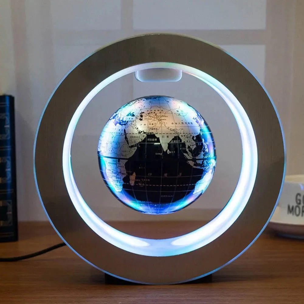 Floating Globe Levitating World Map Rotating LED Bedside Lamp Magnetic