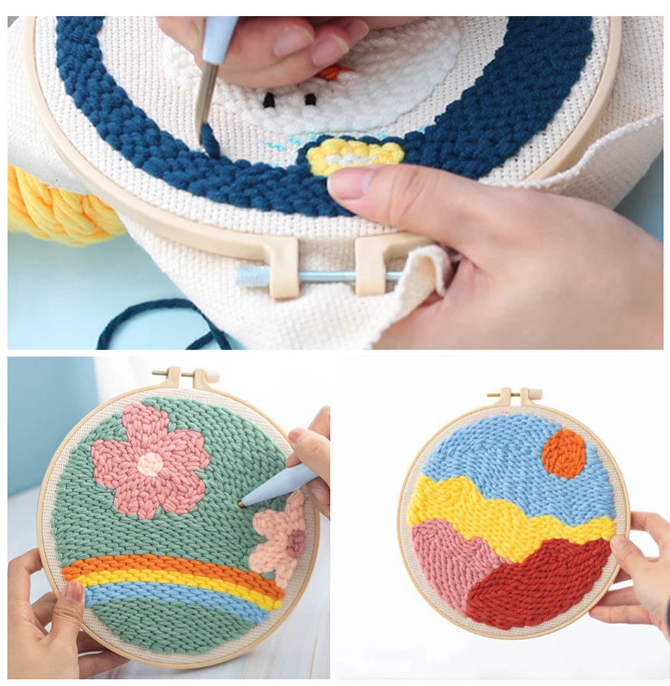 Punch Needle Kits for Beginners Adults Embroidery Starter Craft Tools Ocean Life Theme DIY Wall Art Gift for Women
