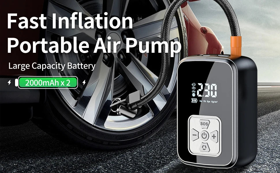 Portable Car Air Pump Electric Tire Inflator Intelligent Digital Display Car Motorcycle Bicycle Air Compressor