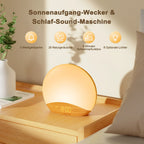 Wood Grain Sunrise Alarm Clock Sound Machine Nightlight Digital Dimmable for Bedroom 26 Sleep Sounds Baby Adults Kids