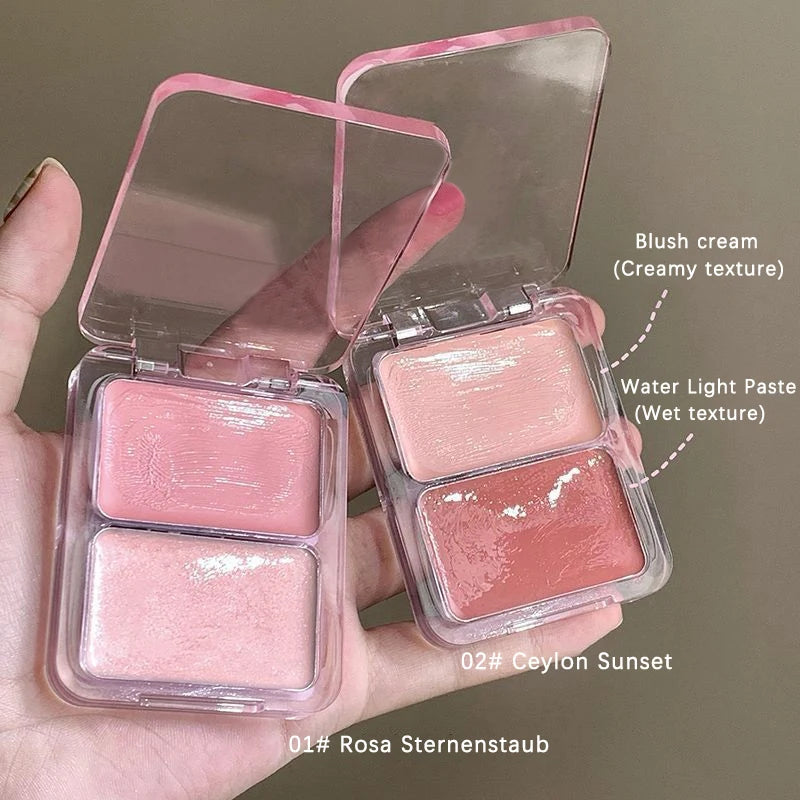 Two-Color Jelly Glow Blush pink apricot red rouge Korean cream texture brightening