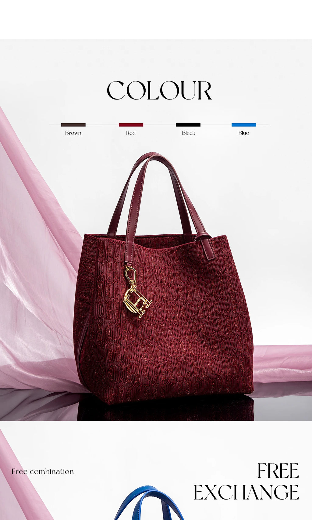 Fashion New Solid Color Women's Bucket Bag Large Capacity Letter Design Small Card Bag Accessories Handbag