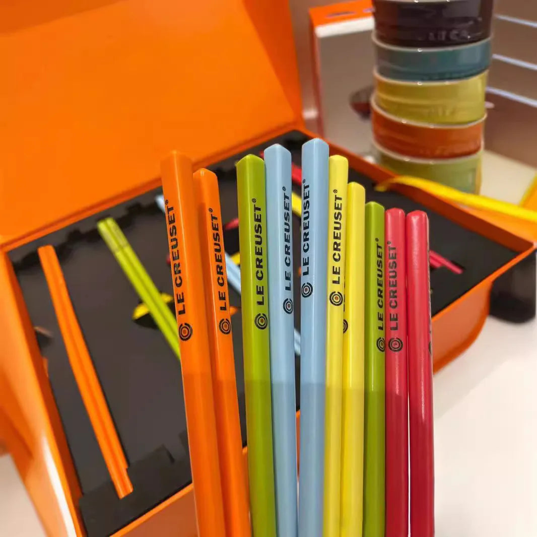 LE CREUSET Rainbow Ceramic Chopsticks Set Gift Box Colorful Tableware Kitchen Dining Accessories