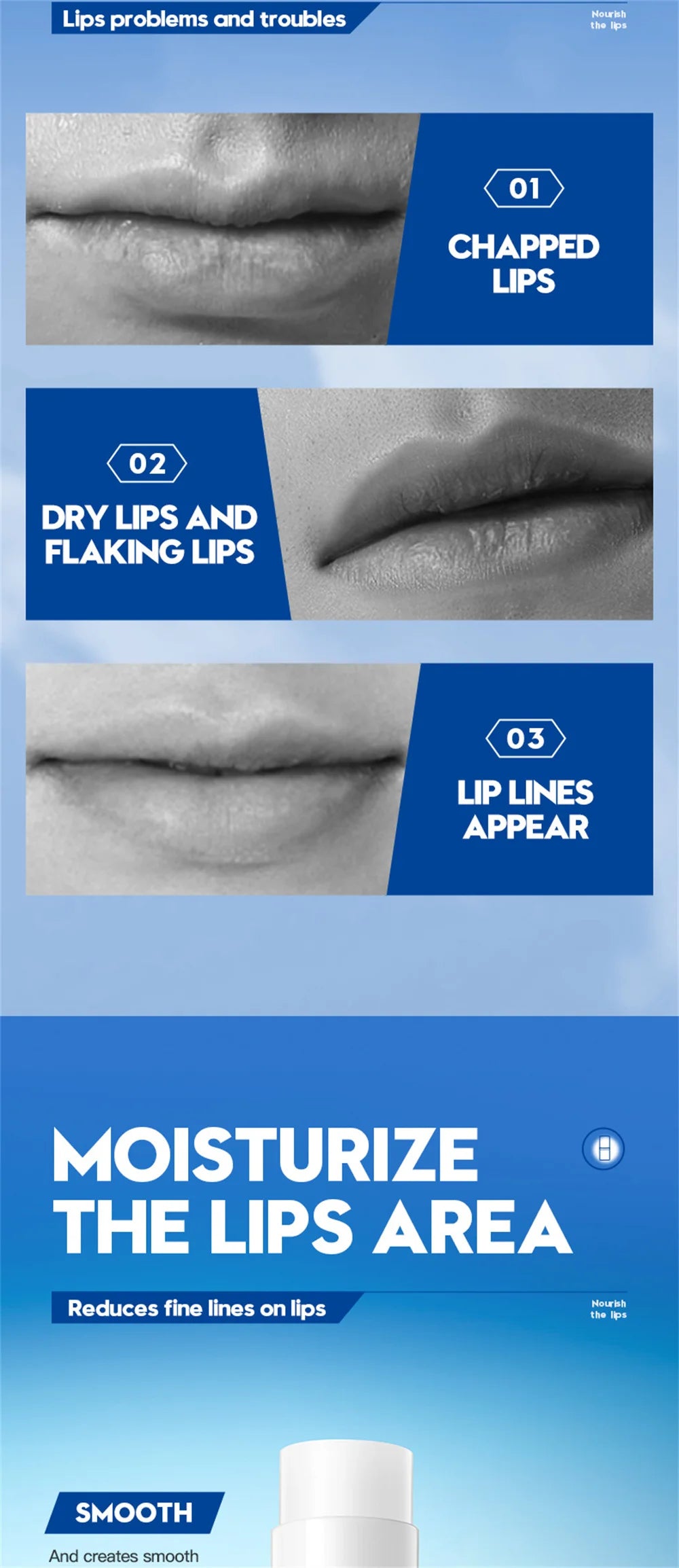 Men's  Lip Balm Moisturizing Hydration Fading Lip Lines Anti-Cracking Remove Dead Skin Refreshing Not Greasy