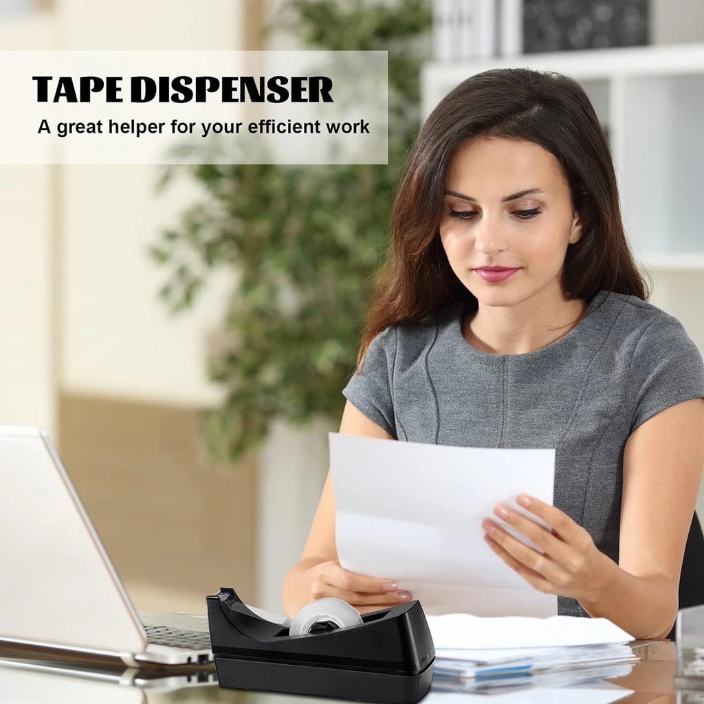 1pc Black Desktop Tape Dispenser Non-Slip Base
