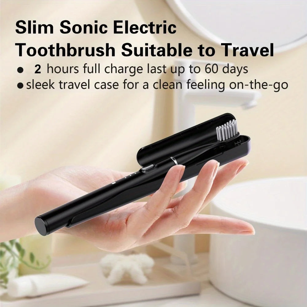 Electric Toothbrush Portable USB Rechargeable 6 Replaceable Heads Suitable for Travel