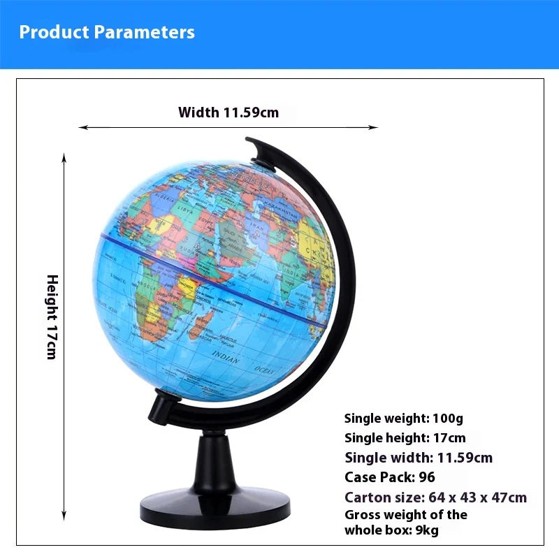 10.6cm Adults Children Discovery Learning Kids 6-12 World Map 360 Degree Ball Standard Teaching Globe English