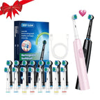 Round Rotating Electric Toothbrush Adults 5 Cleaning Modes USB Rechargeable 4/8 Replacement Heads