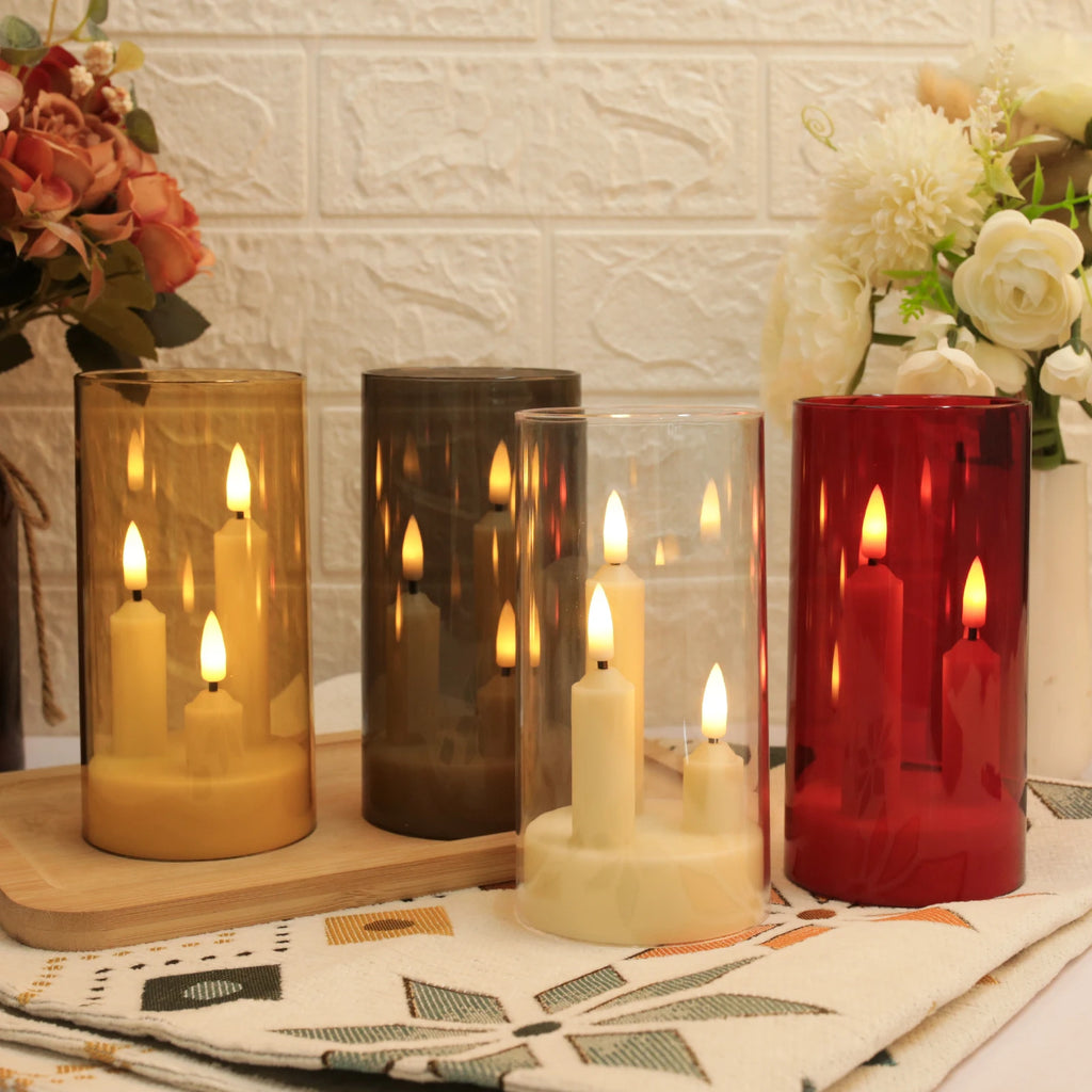 Flameless 3 in 1 LED Taper Candles with 15CM Battery Operated Flickering Electric Window Candles for Christmas Wedding