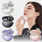 Clip-On Earbuds Wireless Bluetooth 5.4 Comfortable Open Ear Headphones with Aurora Earrings 50h Play Christmas Gifts