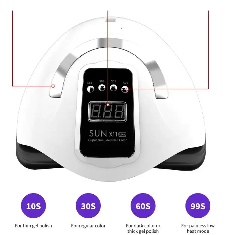 SUN X11 MAX Professional Nail Drying Lamp for Manicure 280W Nails Gel Polish Auto Sensor UV LED