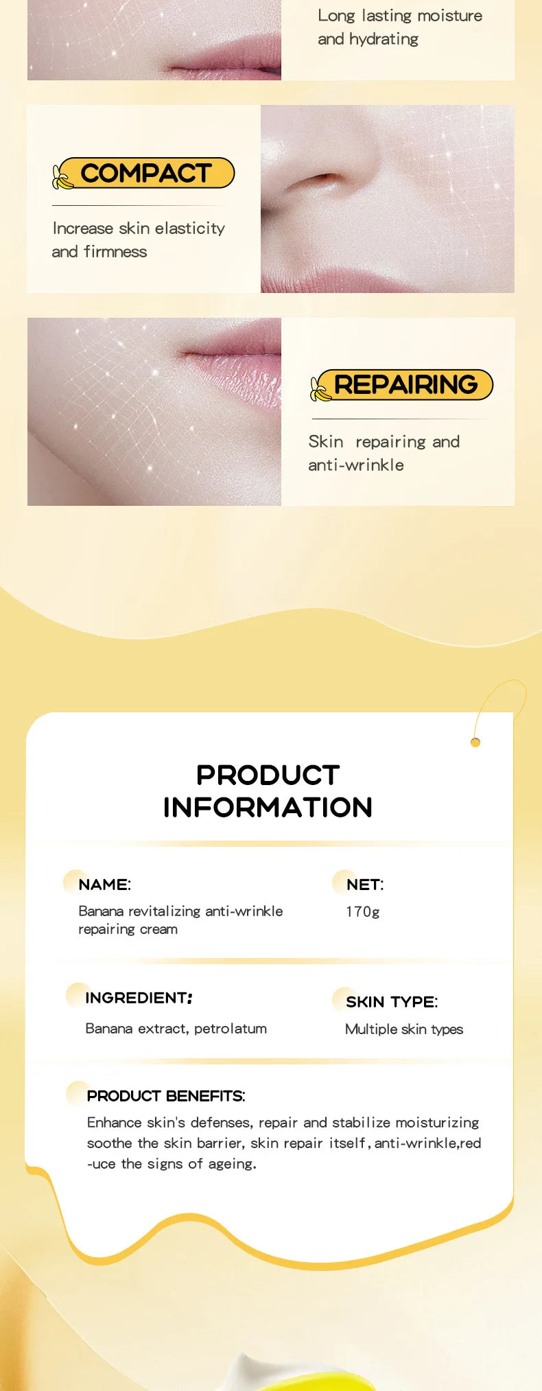 SADOER Banana Skin Brightening Cream Moisturizing Facial Hydrating Face Beauty Skin Care Products
