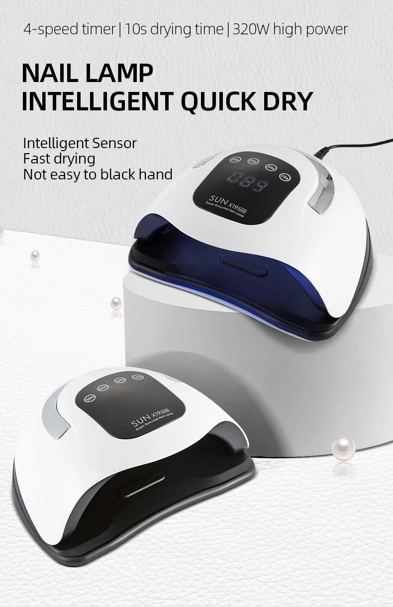 320W Professional Nail Dryer For Manicure Powerful UV Gel Lamp 72 LEDS UV Gel Varnish LCD Display Nail Salon Equipment