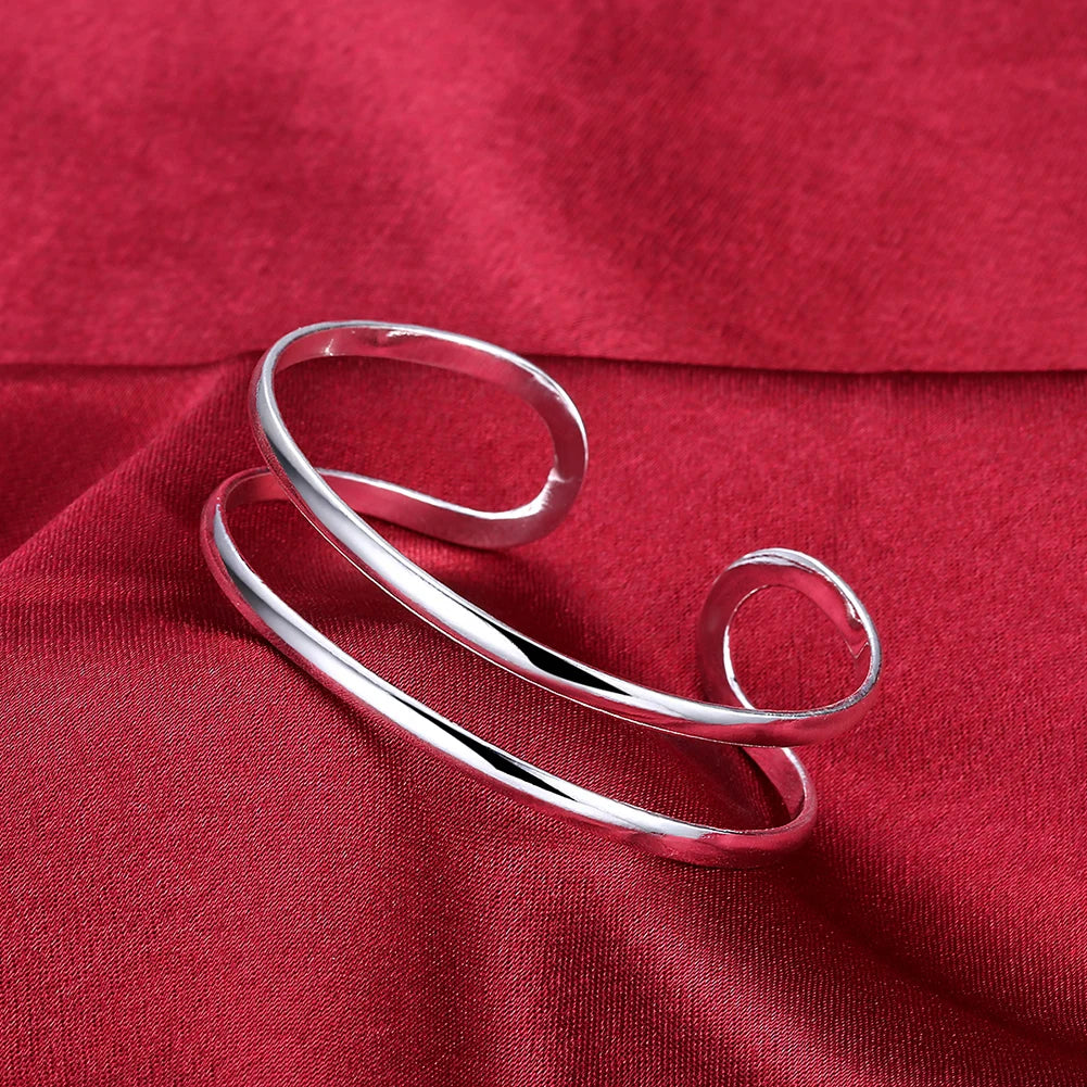 Trendy 925 Sterling Silver Bracelet Fashion Jewelry Adjustment Cuff