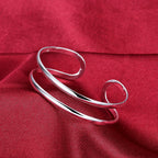 Trendy 925 Sterling Silver Bracelet Fashion Jewelry Adjustment Cuff