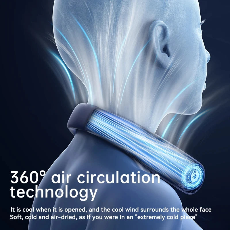 Xiaomi Portable Neck Fan 10000mAh Mini Bladeless Silent USB Rechargeable LED Digital Display 5th Gear Air Cooler