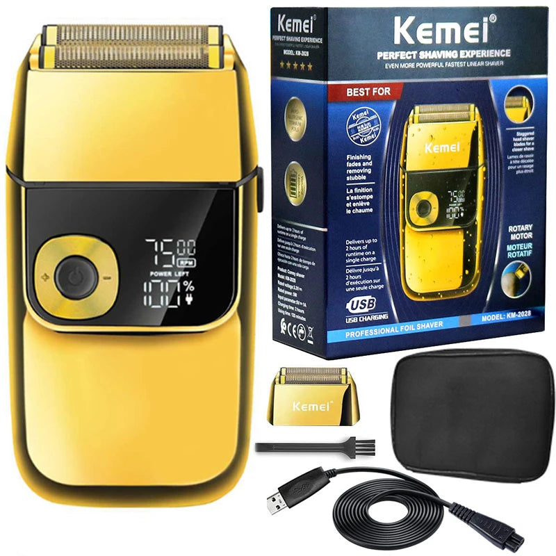 Kemei 2028 Barber Professional Beard Hair Shaver For Men Electric Rechargeable