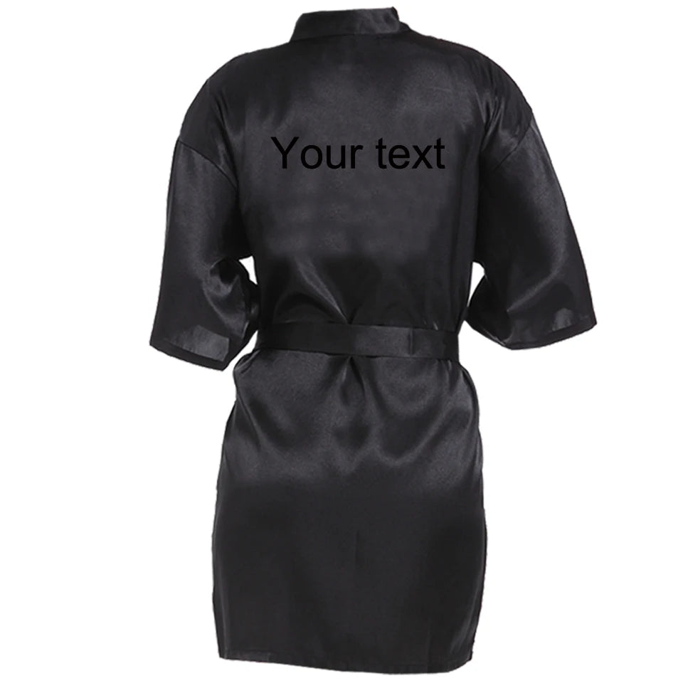 Customized Name Date Wedding Bathrobe Faux Silk Bridal Robe Bridesmaid
