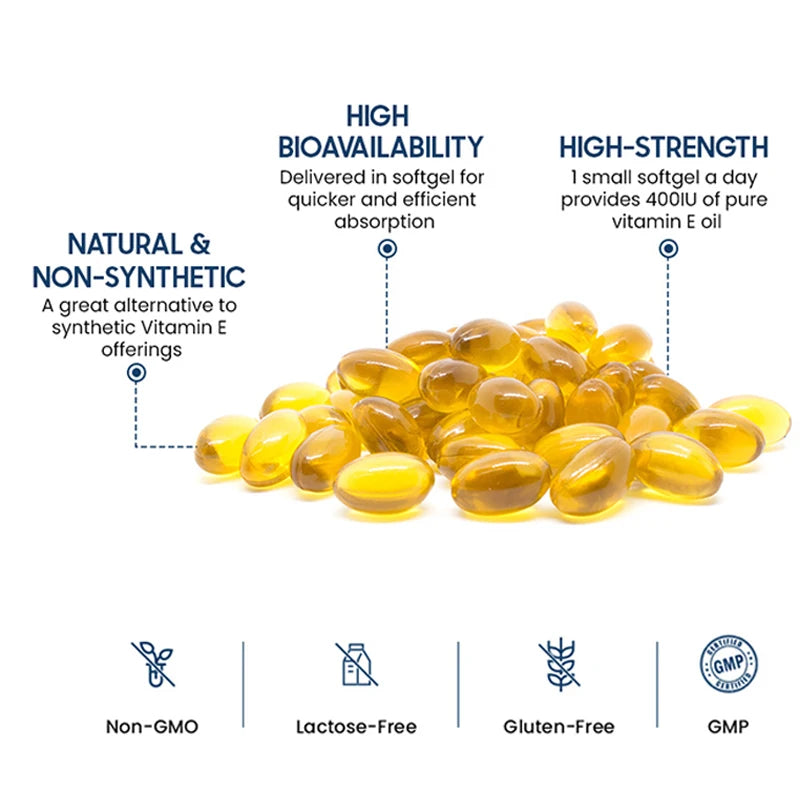 Bcuelov Vitamin E 450MG  Supports Immune System & Skin Nutrition Natural Antioxidant Gluten & Dairy Free