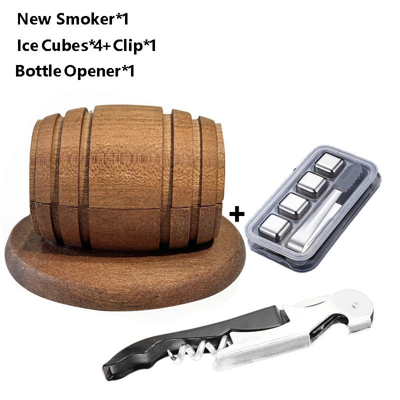 Whiskey Smoker Kit with Wood Chips 4 Flavors Old Fashioned Drink Smoker Infuser Cocktails Bourbon Gifts
