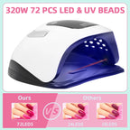 320W Professional Nail Dryer For Manicure Powerful UV Gel Lamp 72 LEDS UV Gel Varnish LCD Display Nail Salon Equipment