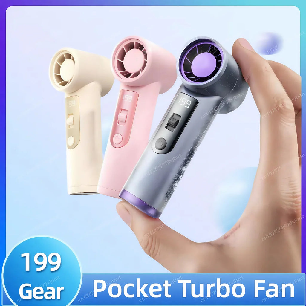 Pocket Turbo Fan Mini Small Wind Summer Cooling Portable Digital Display Wireless Rechargeable Blower