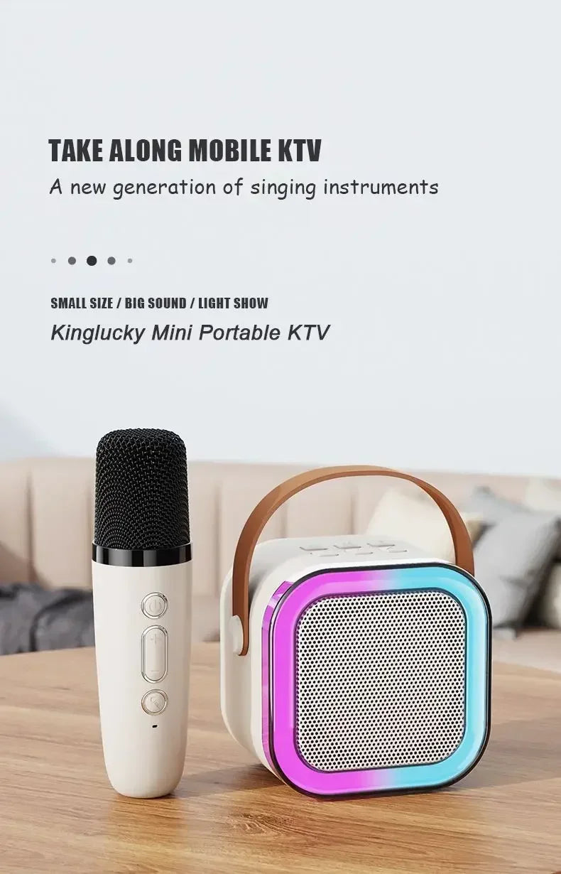 K12 Karaoke Machine 1/2 Wireless Microphones Portable 5.3 PA Bluetooth Speaker System RGB Lights Audio Home KTV