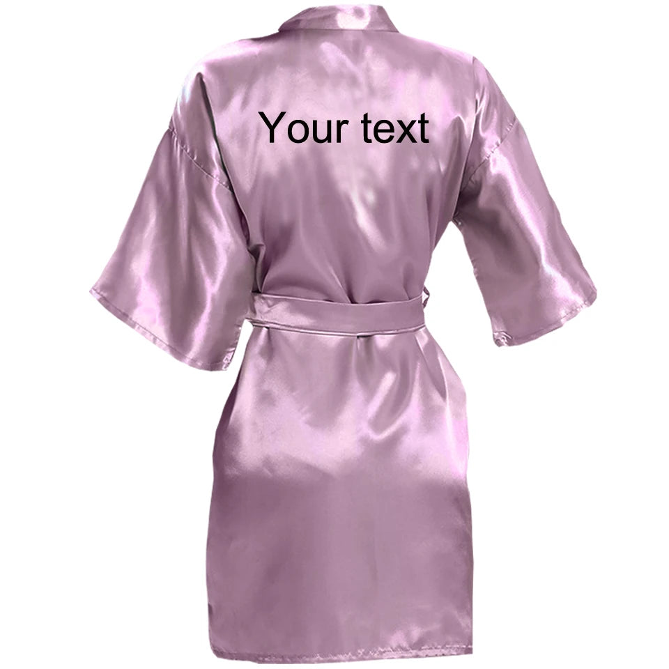 Customized Name Date Wedding Bathrobe Faux Silk Bridal Robe Bridesmaid