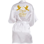 Customized Name Date Wedding Bathrobe Faux Silk Bridal Robe Bridesmaid
