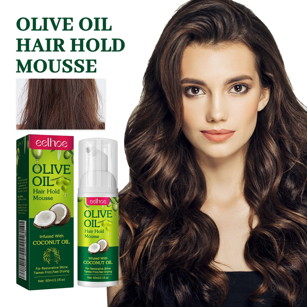 Olive Oil Hair Styling Mousse Long Lasting Reduces Frizz Prevents Breakage Maintains Curls