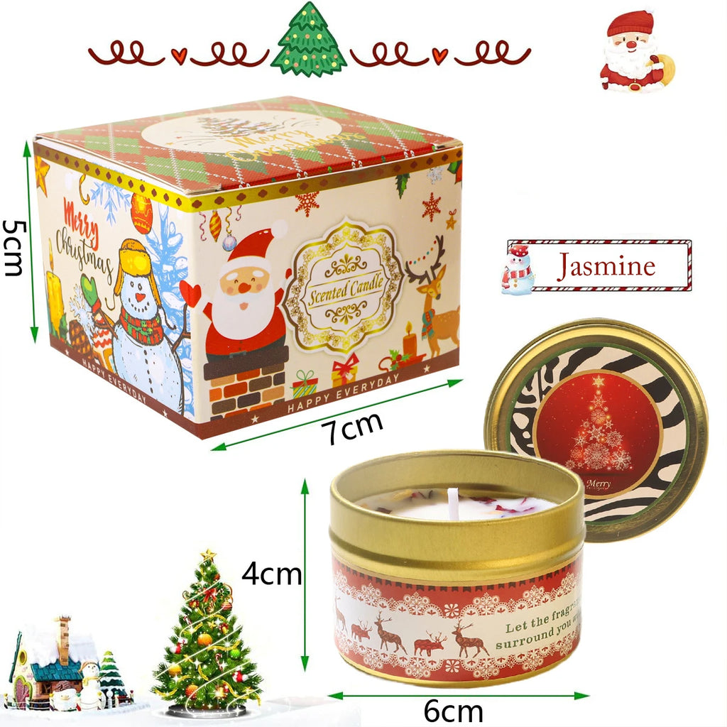 Christmas Scented Candle Set Gift Smokeless Aromatherapy Stonedried Flower Soy Wax