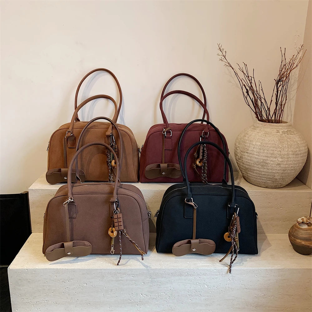 Big Size Women Bags Suede Large Capacity Shoulder Crossbody With Long Strap