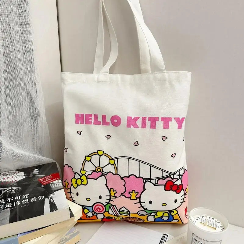  Hello Kitty Large Capacity Canvas Bag Fashion Shoulder Bag Holiday Gift for Girls