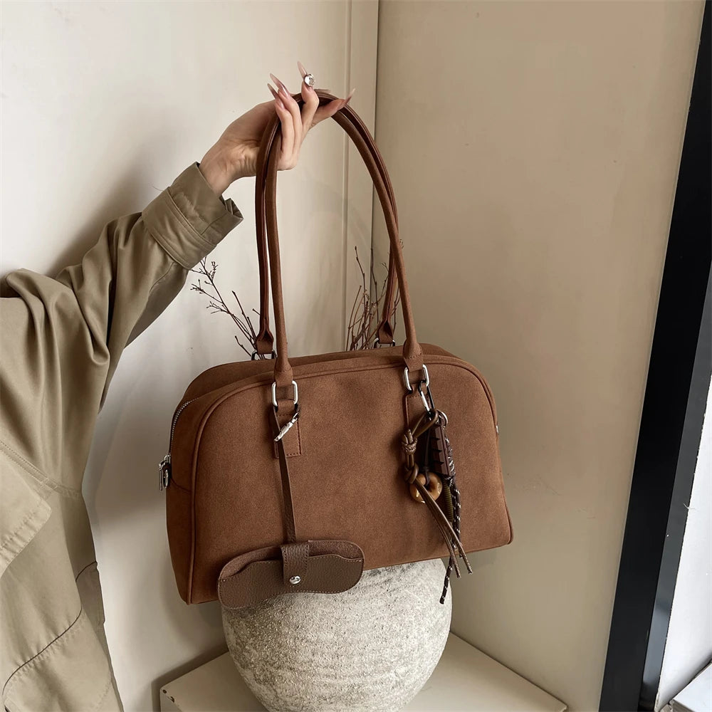 Big Size Women Bags Suede Large Capacity Shoulder Crossbody With Long Strap