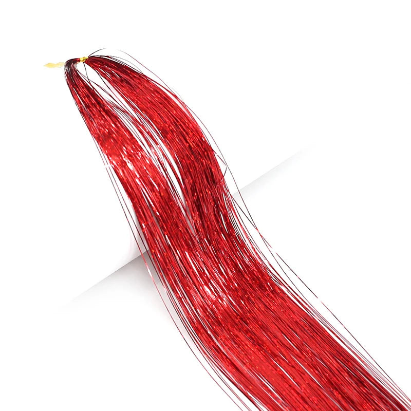 93cm Sparkle Hair Tinsel Rainbow Colored Strands  Hair Extensions Glitter