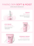 3pcs set LAIKOU Skin Care Vitamin C Sakura Snail Essence Serum Eye Face Cream Moisturizer Travel Size