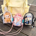 Labubu Protect Case Sitting Party 15cm Cotton Doll Shoulder Bag PVC Storage