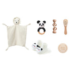Baby Bath Set Cotton Blanket 7PCS Gift Box Wooden Crochet Rattle Brush Bracelet Towel For Baby Shower Gift