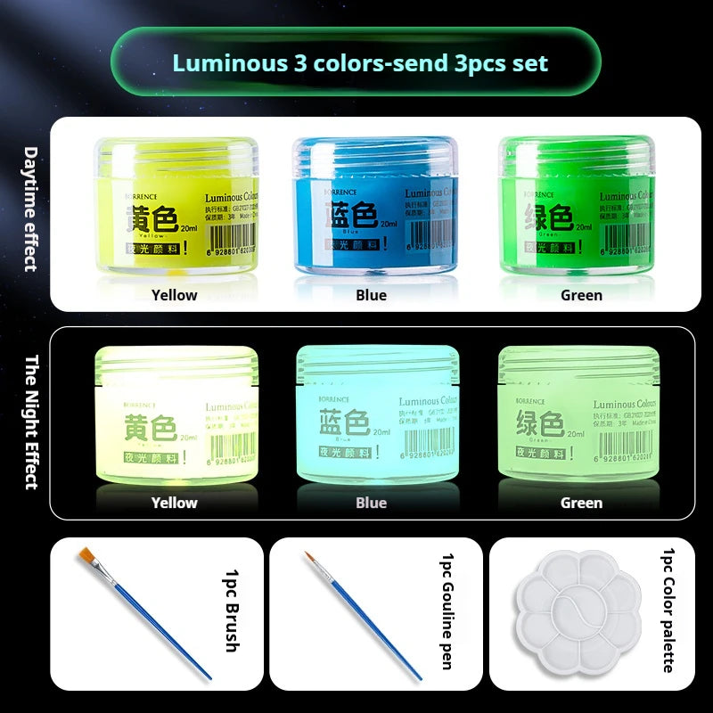 Glow-in-the-dark 20ml Fluorescent Acrylic Pigment