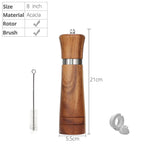 Wood Salt and Pepper Mills Set (with spare ceramic and brush)  Kitchen