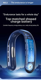 Xiaomi Portable Neck Fan 10000mAh Mini Bladeless Silent USB Rechargeable LED Digital Display 5th Gear Air Cooler