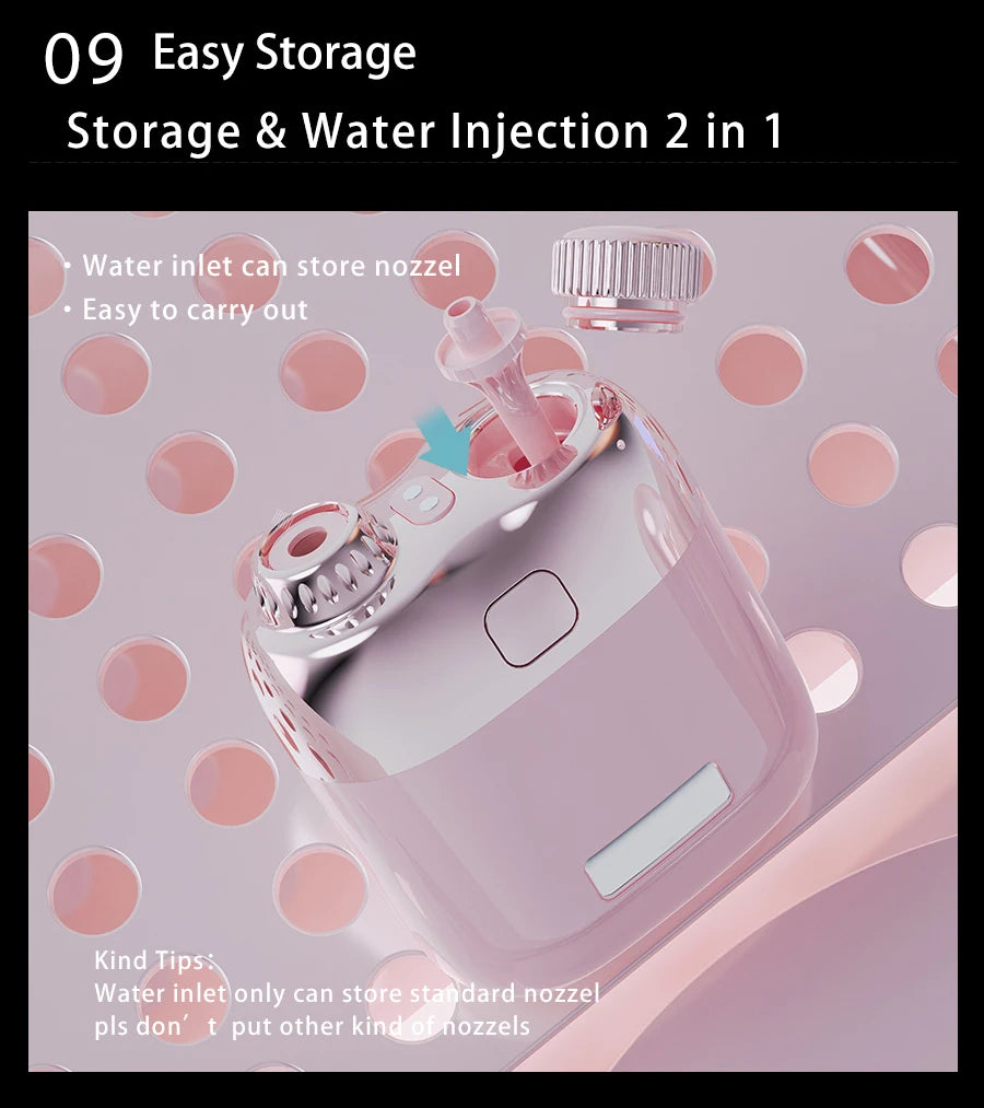 YUESI Portable Water Flosser Travel Mini Dental Irrigator 2 Nozzles 4 Modes Continuous Flow Plaque Busting Teeth Cleaning