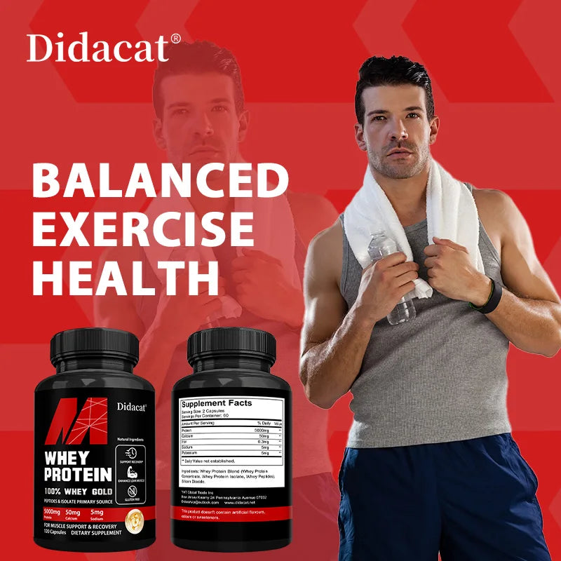 Whey Protein Capsules 5000mg Supports Recovery Balanced Muscle Health Gluten Free