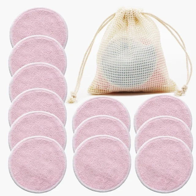12PC Reusable Round Cotton Pads Makeup Remover Washable Round Bamboo Nursing