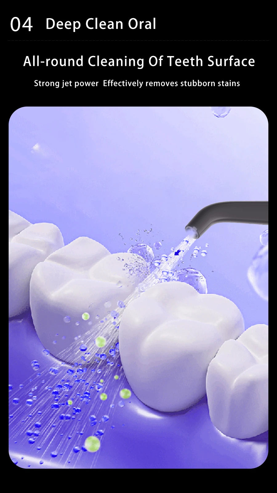 YUESI Portable Water Flosser Travel Mini Dental Irrigator 2 Nozzles 4 Modes Continuous Flow Plaque Busting Teeth Cleaning