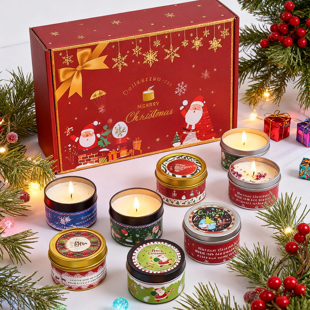 Christmas Scented Candle Set Gift Smokeless Aromatherapy Stonedried Flower Soy Wax