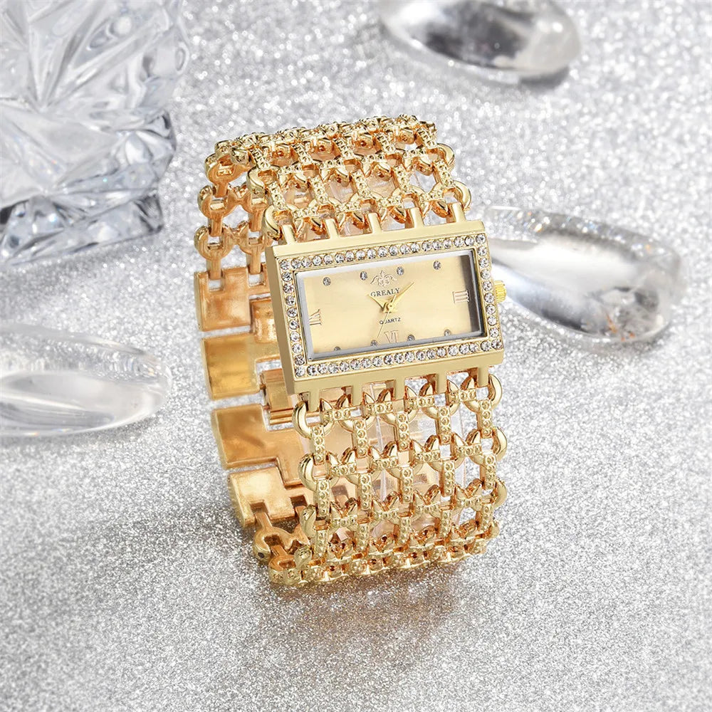 Luxury Noble Gold Ladies Quartz Watch Women's Bracelet