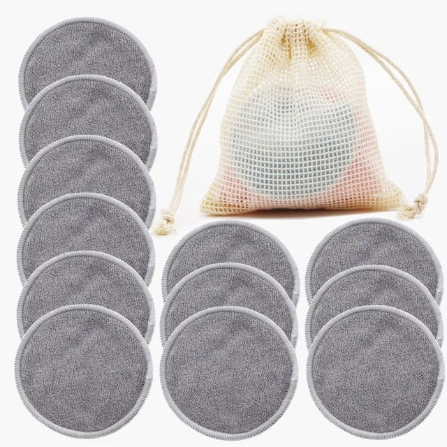 12PC Reusable Round Cotton Pads Makeup Remover Washable Round Bamboo Nursing