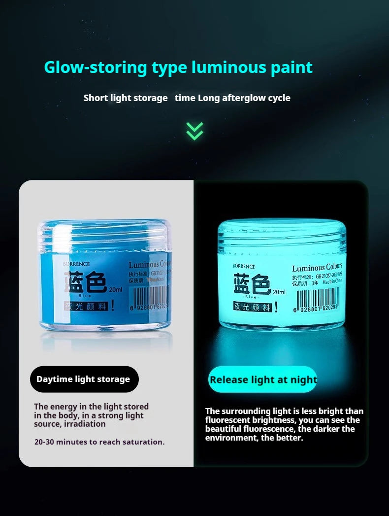 Glow-in-the-dark 20ml Fluorescent Acrylic Pigment