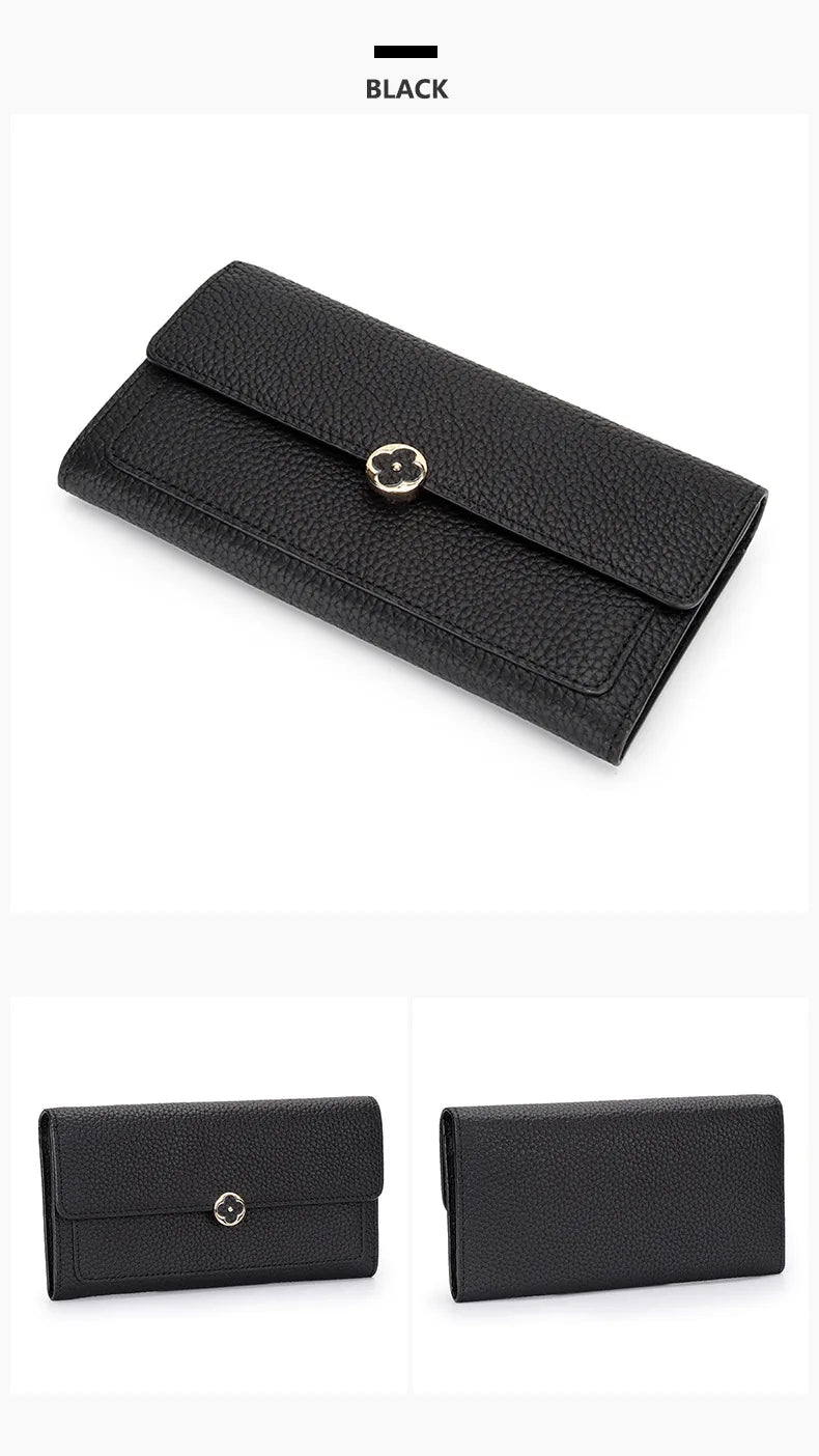 Women's Wallet Full Leather Long Wallet First Layer Cowhide Leather Clutch